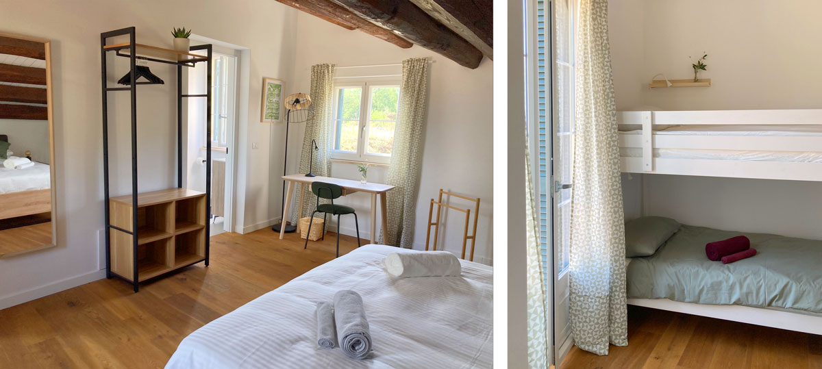 chambre_pineta_cover_1 suite spacieuse et lumineuse: chambre double avec bureau et salle de bains et chambre avec lits superposés